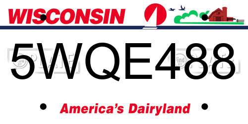 5WQE488 Wisconsin License Plate