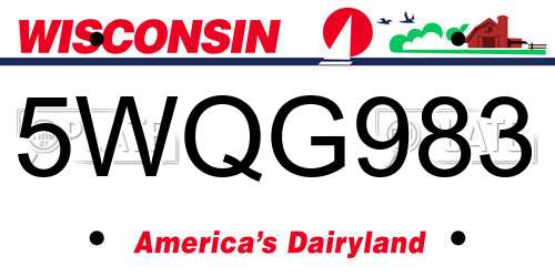 5WQG983 Wisconsin License Plate