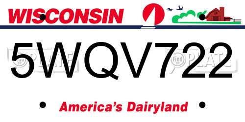 5WQV722 Wisconsin License Plate