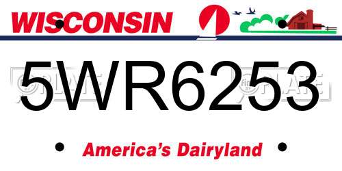 5WR6253 Wisconsin License Plate