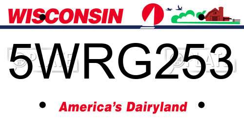 5WRG253 Wisconsin License Plate