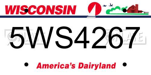 5WS4267 Wisconsin License Plate