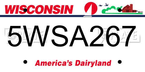 5WSA267 Wisconsin License Plate
