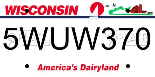 5WUW370 Wisconsin License Plate