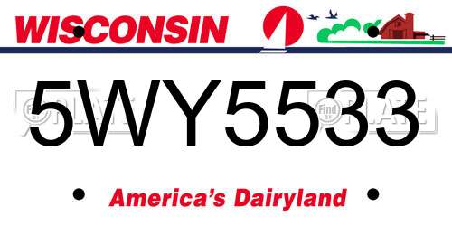 5WY5533 Wisconsin License Plate