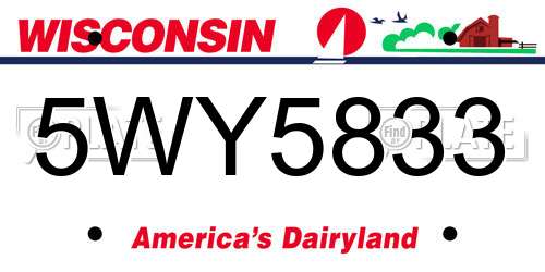 5WY5833 Wisconsin License Plate