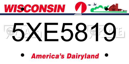 5XE5819 Wisconsin License Plate