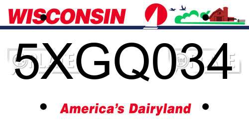 5XGQ034 Wisconsin License Plate