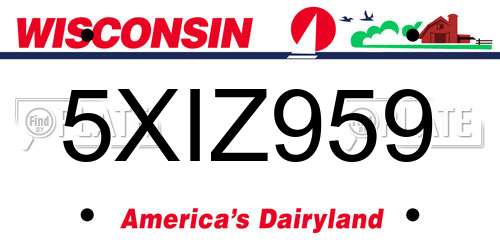 5XIZ959 Wisconsin License Plate