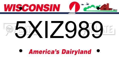 5XIZ989 Wisconsin License Plate