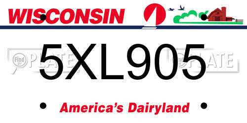 5XL905 Wisconsin License Plate