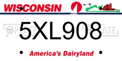 5XL908 Wisconsin License Plate