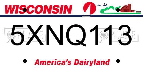 5XNQ113 Wisconsin License Plate