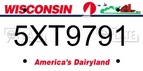 5XT9791 Wisconsin License Plate