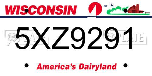 5XZ9291 Wisconsin License Plate