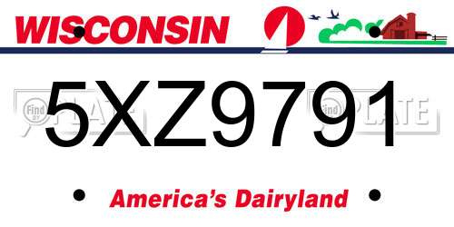 5XZ9791 Wisconsin License Plate