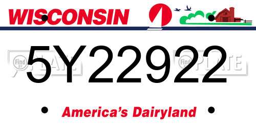 5Y22922 Wisconsin License Plate