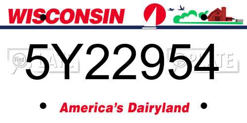 5Y22954 Wisconsin License Plate
