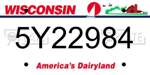 5Y22984 Wisconsin License Plate