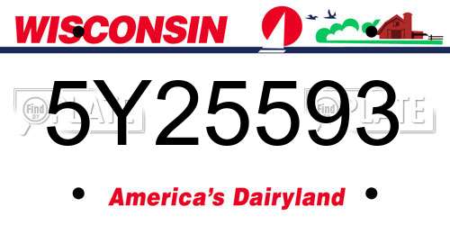 5Y25593 Wisconsin License Plate