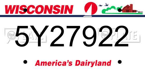 5Y27922 Wisconsin License Plate