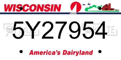 5Y27954 Wisconsin License Plate