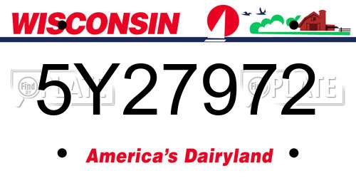 5Y27972 Wisconsin License Plate