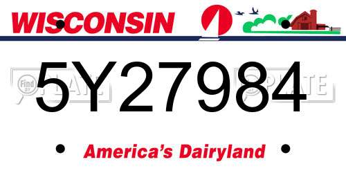 5Y27984 Wisconsin License Plate