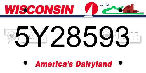 5Y28593 Wisconsin License Plate