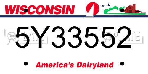 5Y33552 Wisconsin License Plate