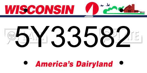 5Y33582 Wisconsin License Plate
