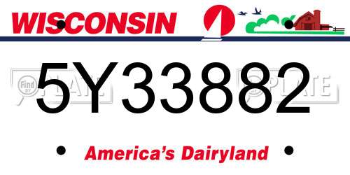 5Y33882 Wisconsin License Plate