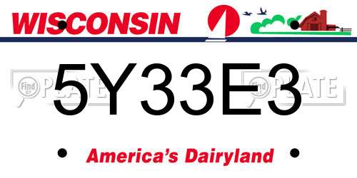 5Y33E3 Wisconsin License Plate