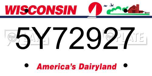 5Y72927 Wisconsin License Plate