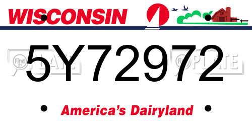 5Y72972 Wisconsin License Plate