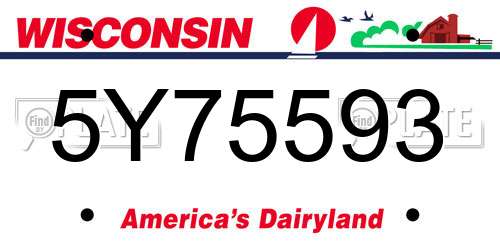 5Y75593 Wisconsin License Plate