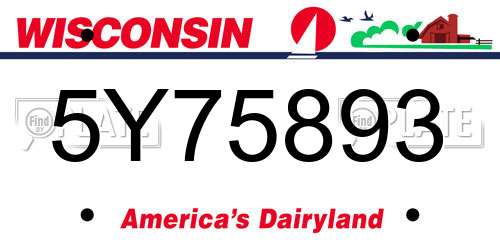 5Y75893 Wisconsin License Plate