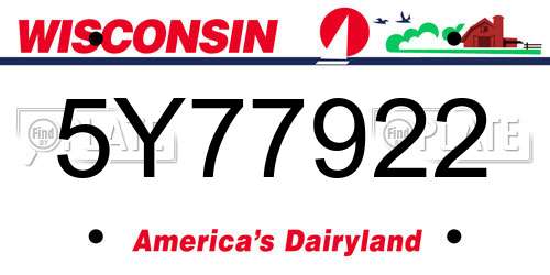 5Y77922 Wisconsin License Plate