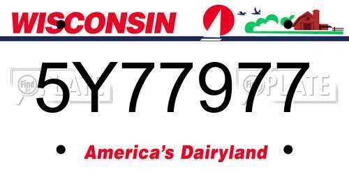 5Y77977 Wisconsin License Plate
