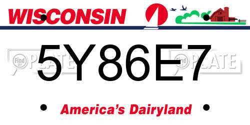 5Y86E7 Wisconsin License Plate