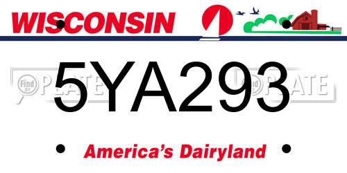 5YA293 Wisconsin License Plate