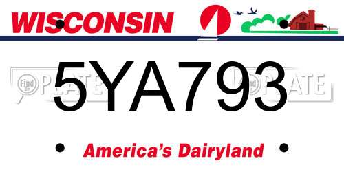 5YA793 Wisconsin License Plate