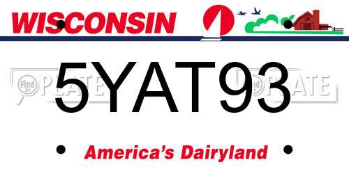 5YAT93 Wisconsin License Plate