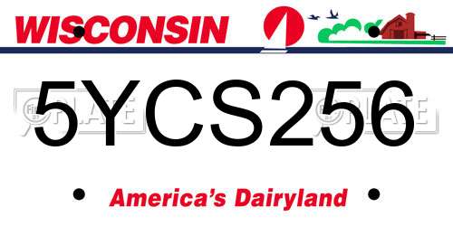 5YCS256 Wisconsin License Plate