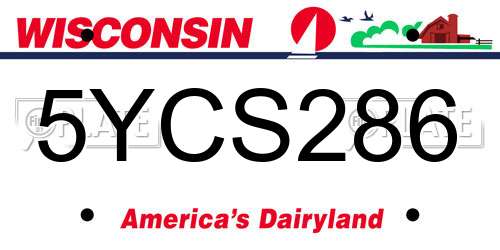 5YCS286 Wisconsin License Plate
