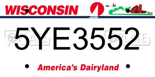 5YE3552 Wisconsin License Plate