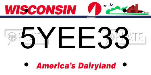 5YEE33 Wisconsin License Plate