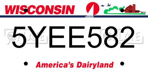 5YEE582 Wisconsin License Plate