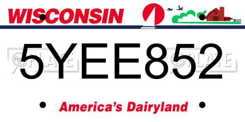 5YEE852 Wisconsin License Plate