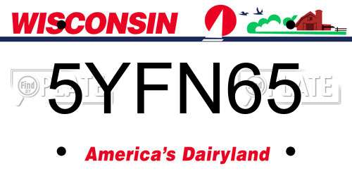 5YFN65 Wisconsin License Plate
